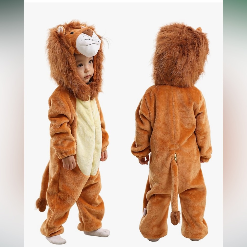 TONWHAR Toddlers Lion Costume, Soft Kids Halloween Dress Up Romper Outfits